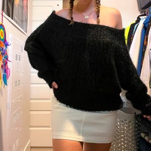 Fuzzy off the shoulder sweater